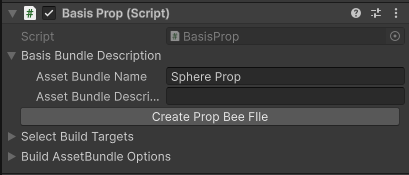 Inspector Window showing Basis Prop component