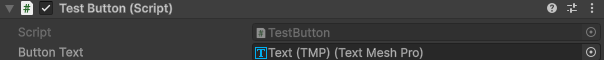 Inspector Window showing Test Button component