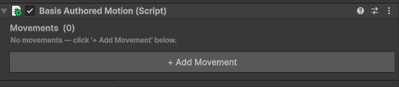 Add Component menu showing Basis Authored Motion