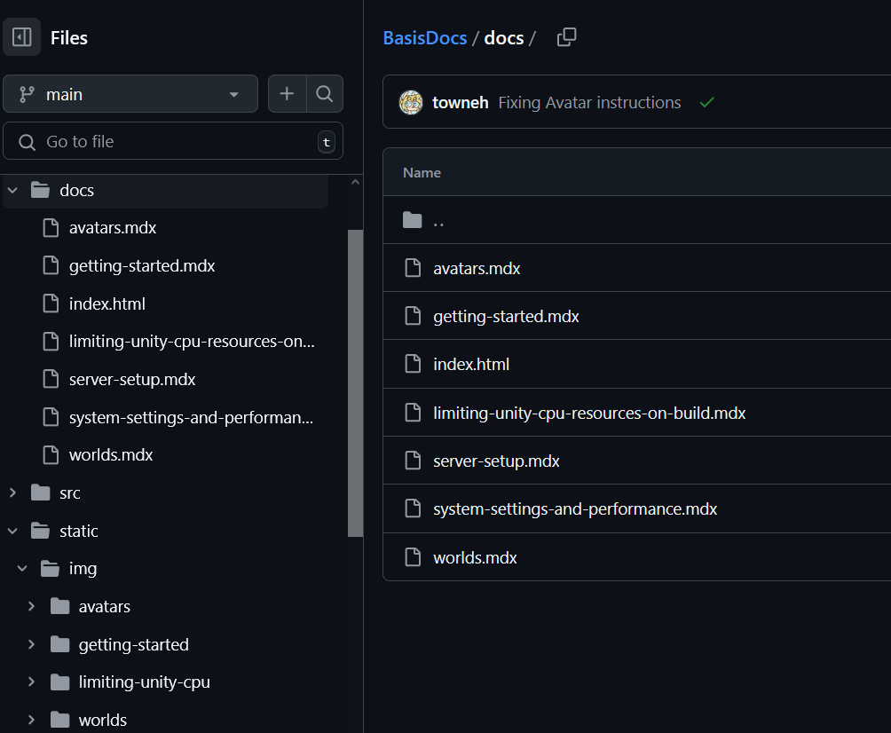 Documentation structure