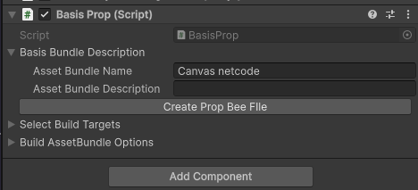 Inspector Window showing button using Basis Prop