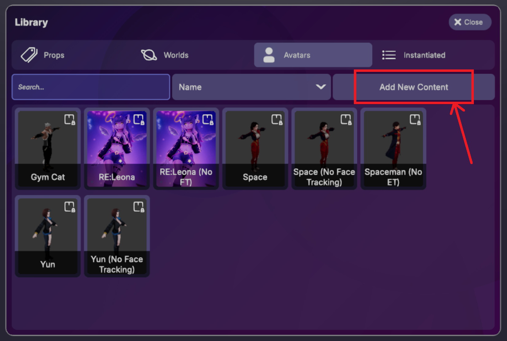 Add Avatar button