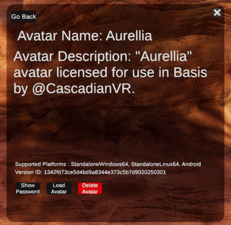 Delete Avatar button