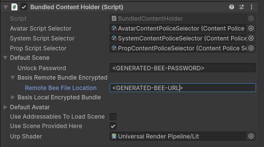 Inspector Window showing BasisFramework prefab