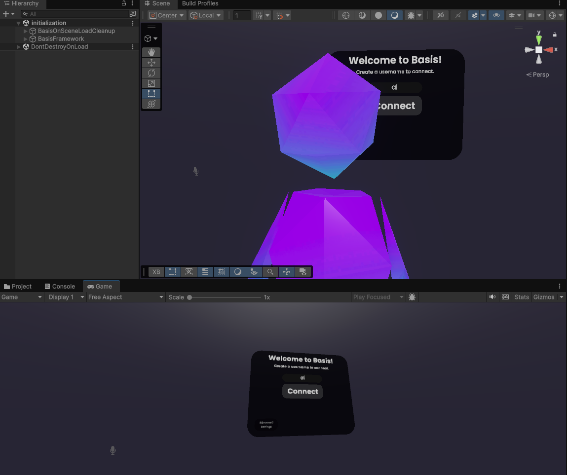 Window showing Initialization scene running