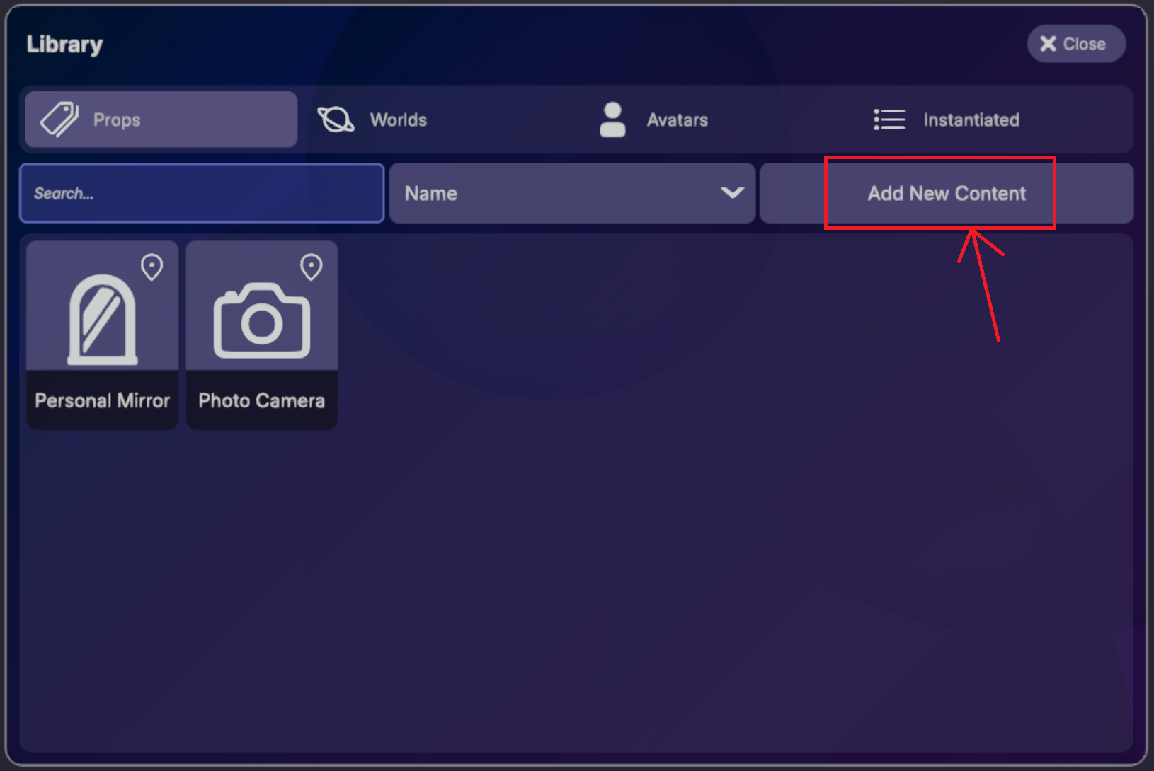 Add New Content button
